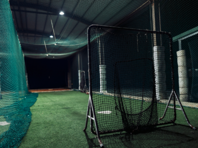 Empty batting cage facility.
