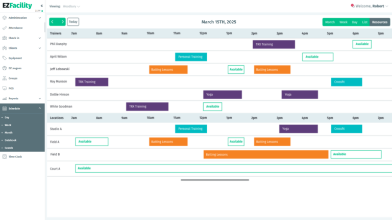 Schedule Resources with EZFacility